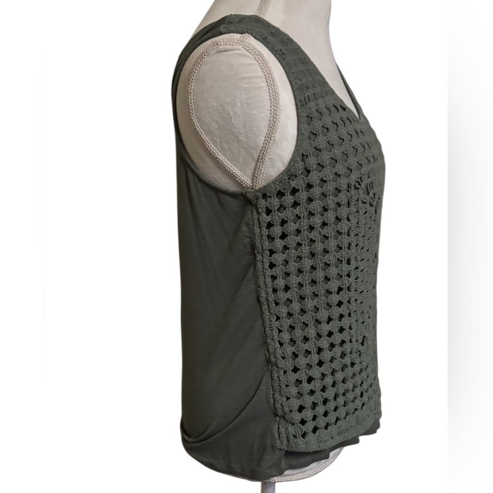 Maurice’s Olive Green Crochet Sleeveless Top Size L - Picture 3 of 8